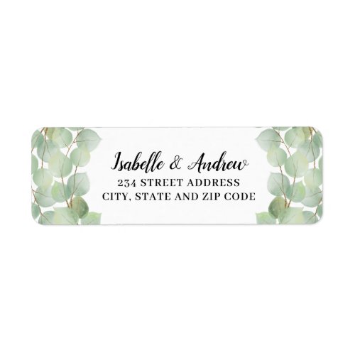 Watercolor Eucalyptus Greenery Gold Branches Label