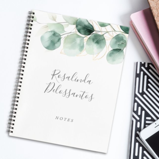 Watercolor Eucalyptus Greenery Gold Floral Notebook (Watercolor Eucalyptus Greenery Gold Floral Notebook)