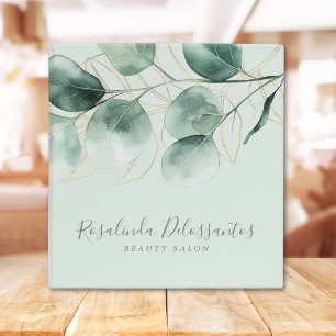 Watercolor Eucalyptus Greenery Gold Foliage 3 Ring Binder