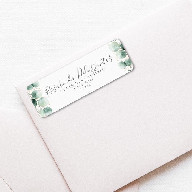 Watercolor Eucalyptus Greenery Gold Foliage Label (Watercolor Eucalyptus Greenery Gold Foliage Label)