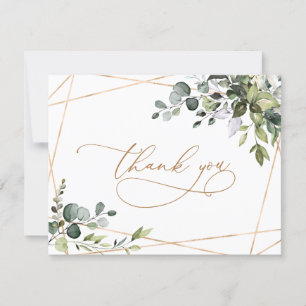 Watercolor Eucalyptus Greenery Gold Thank You Card