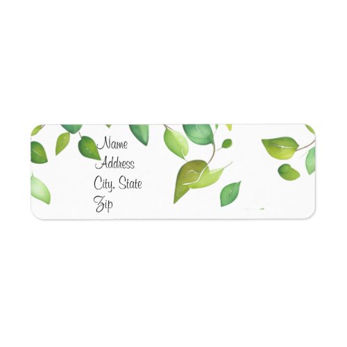 Watercolor eucalyptus greenery green foliage  label