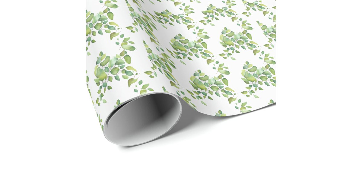 Watercolor eucalyptus greenery green foliage wrapping paper | Zazzle