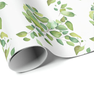 Watercolor eucalyptus greenery green foliage wrapping paper