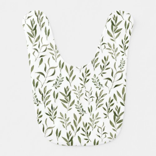 Watercolor Eucalyptus Greenery Leaves Pattern  Baby Bib
