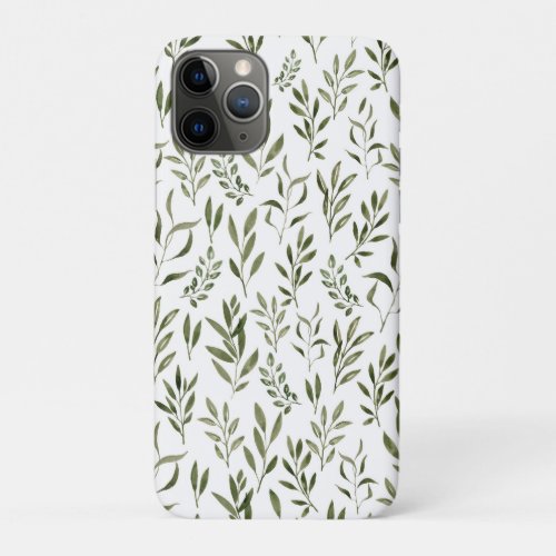 Watercolor Eucalyptus Greenery Leaves Pattern   iPhone 11 Pro Case