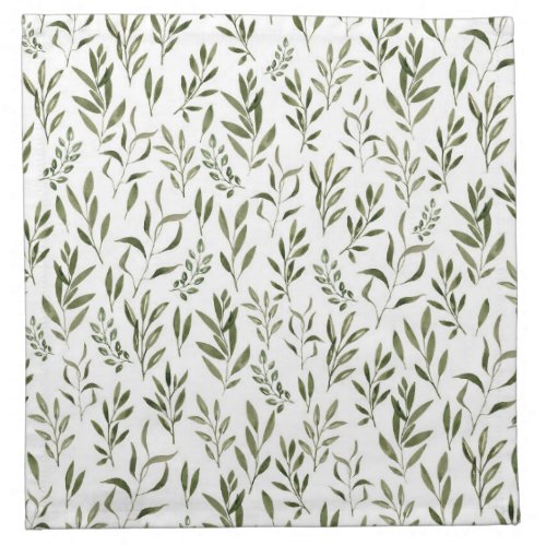 Watercolor Eucalyptus Greenery Leaves Pattern   Cloth Napkin