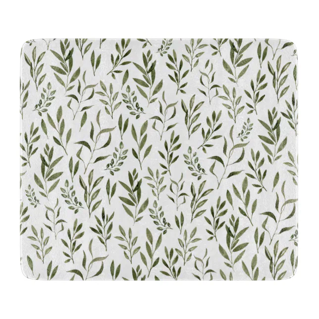 Discover Watercolor Eucalyptus Greenery Leaves Pattern Cutting Board