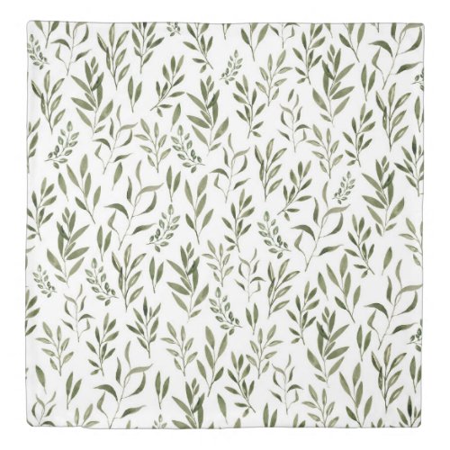 Watercolor Eucalyptus Greenery Leaves Pattern   Duvet Cover