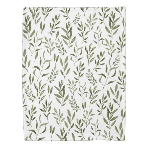 Watercolor Eucalyptus Greenery Leaves Pattern  Duvet Cover