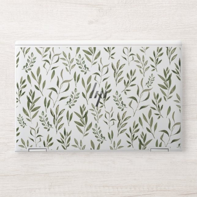 Watercolor Eucalyptus Greenery Leaves Pattern  HP Laptop Skin (Front)