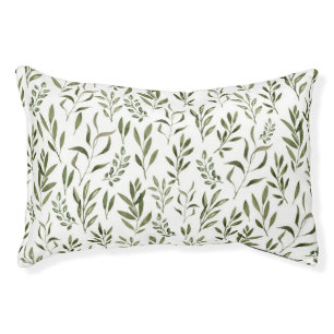 Watercolor Eucalyptus Greenery Leaves Pattern Pet Bed