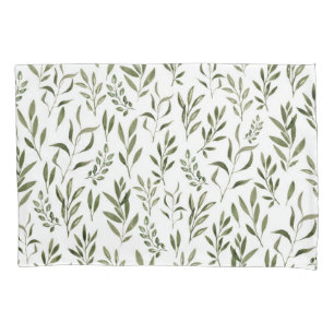 Watercolor Eucalyptus Greenery Leaves Pattern Pillow Case