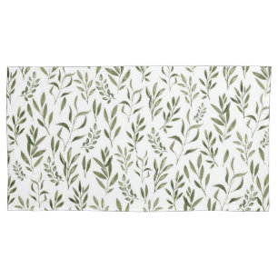 Watercolor Eucalyptus Greenery Leaves Pattern Pillow Case