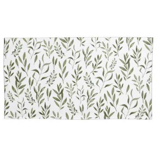 Watercolor Eucalyptus Greenery Leaves Pattern   Pillow Case