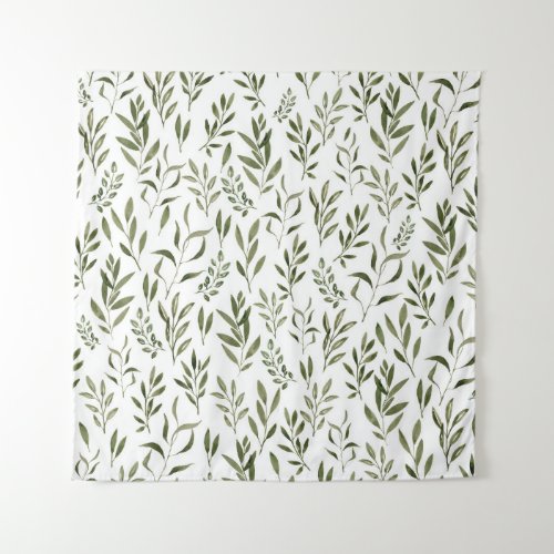Watercolor Eucalyptus Greenery Leaves Pattern   Tapestry