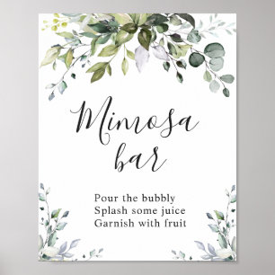 Watercolor Eucalyptus Greenery Mimosa Bar Sign