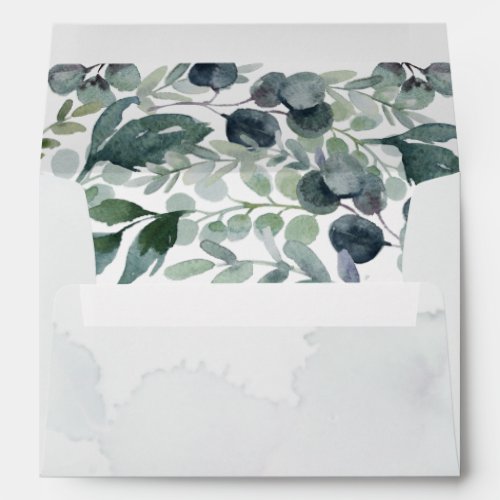 Watercolor Eucalyptus Greenery Monogram Envelope