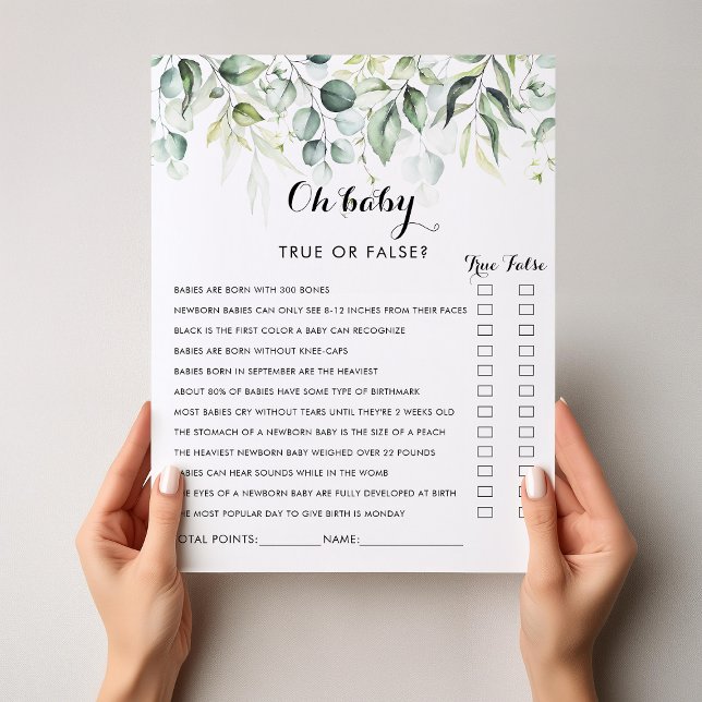 Watercolor Eucalyptus Greenery Oh Baby Shower Game (Creator Uploaded)