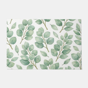 Watercolor Eucalyptus Greenery Pattern Doormat