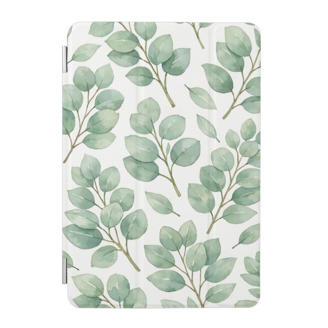Watercolor Eucalyptus Greenery Pattern iPad Mini Cover (Front)