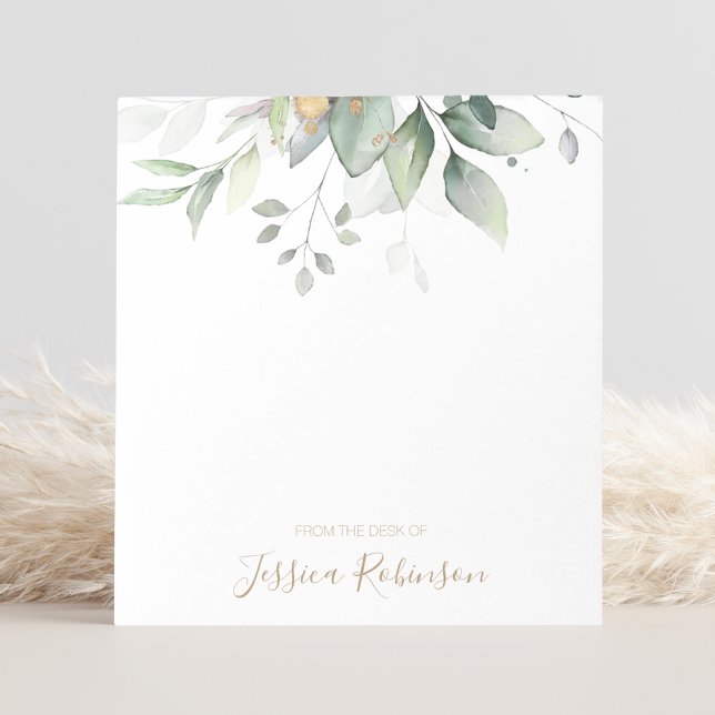 Watercolor Eucalyptus Greenery Personalized Notepad (Creator Uploaded)