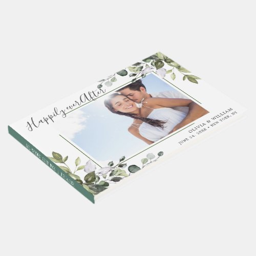 Watercolor Eucalyptus Greenery PHOTO Wedding Guest Book