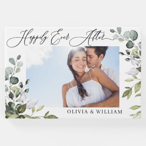 Watercolor Eucalyptus Greenery PHOTO Wedding Guest Book