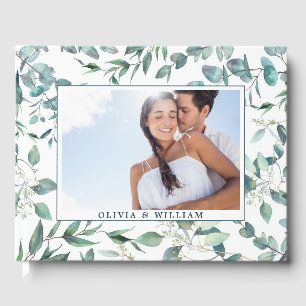 Watercolor Eucalyptus Greenery PHOTO Wedding Guest Guest Book