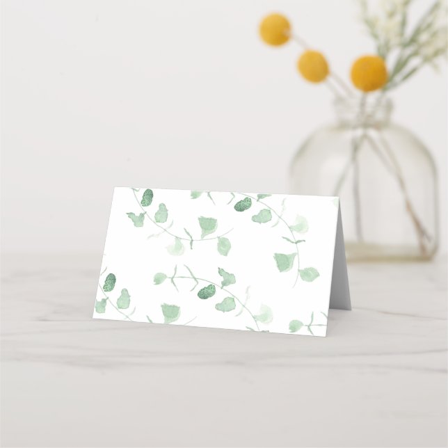 Watercolor Eucalyptus Greenery Place Cards (Back)