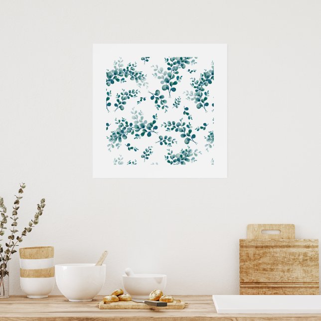 Watercolor eucalyptus greenery poster (Kitchen)