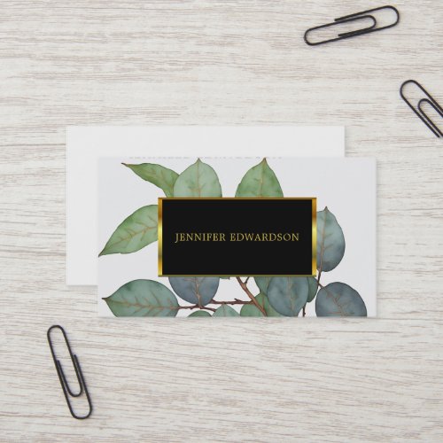 Watercolor eucalyptus greenery professional business card