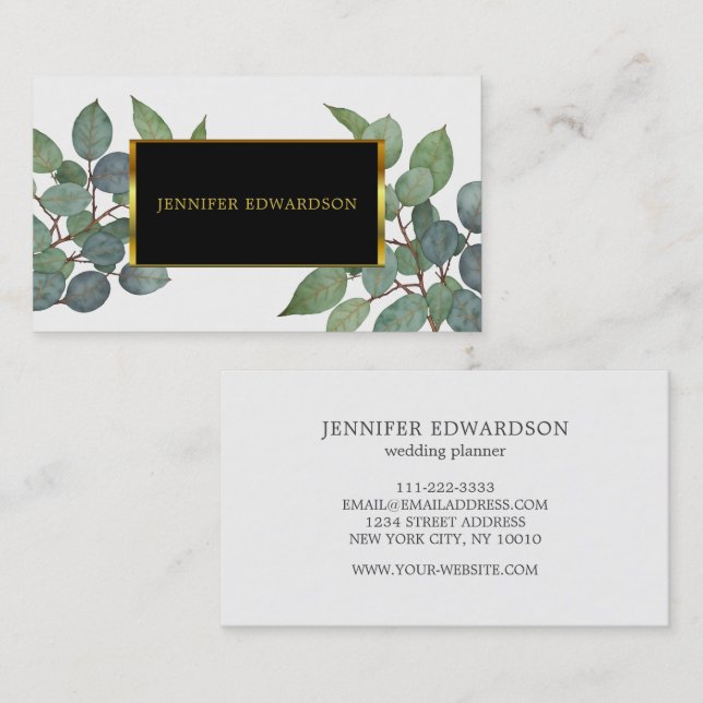 Watercolor eucalyptus greenery professional business card (Front/Back)