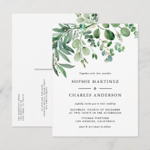 Watercolor Eucalyptus Greenery QR Code Wedding Invitation Postcard