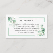 Watercolor Eucalyptus Greenery QR Info Wedding