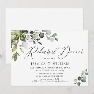 Watercolor Eucalyptus Greenery Rehearsal Dinner Invitation
