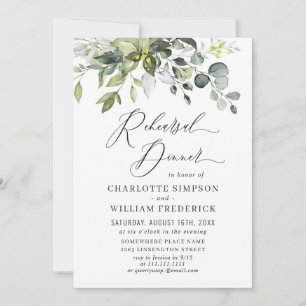 Watercolor Eucalyptus Greenery Rehearsal Dinner Invitation