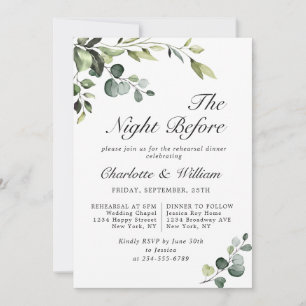 Watercolor Eucalyptus Greenery Rehearsal Dinner Invitation
