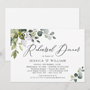 Watercolor Eucalyptus Greenery Rehearsal Dinner Invitation