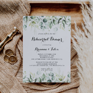 Watercolor Eucalyptus Greenery Rehearsal Dinner Invitation