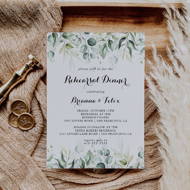 Watercolor Eucalyptus Greenery Rehearsal Dinner  Invitation (Creator Uploaded)