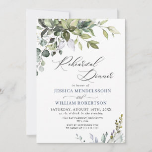 Watercolor Eucalyptus Greenery Rehearsal Dinner Invitation