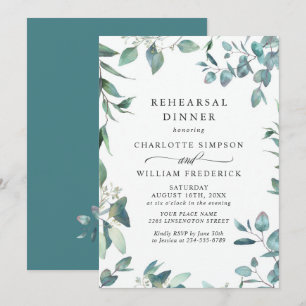 Watercolor Eucalyptus Greenery Rehearsal Dinner Invitation