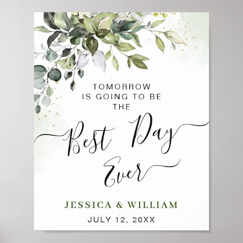 Watercolor Eucalyptus Greenery Rehearsal Dinner Poster