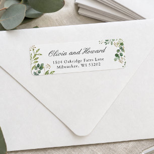 Watercolor Eucalyptus Greenery Return Address Label