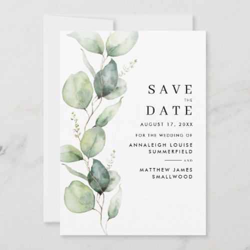 Watercolor Eucalyptus Greenery Save The Date