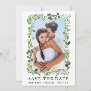 Watercolor Eucalyptus Greenery Save The Date Card