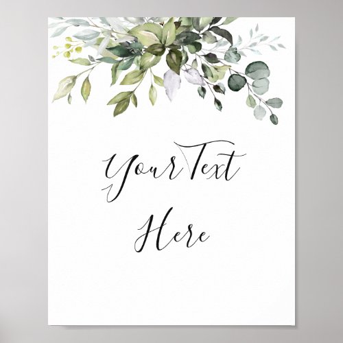 Watercolor Eucalyptus Greenery Sign Poster