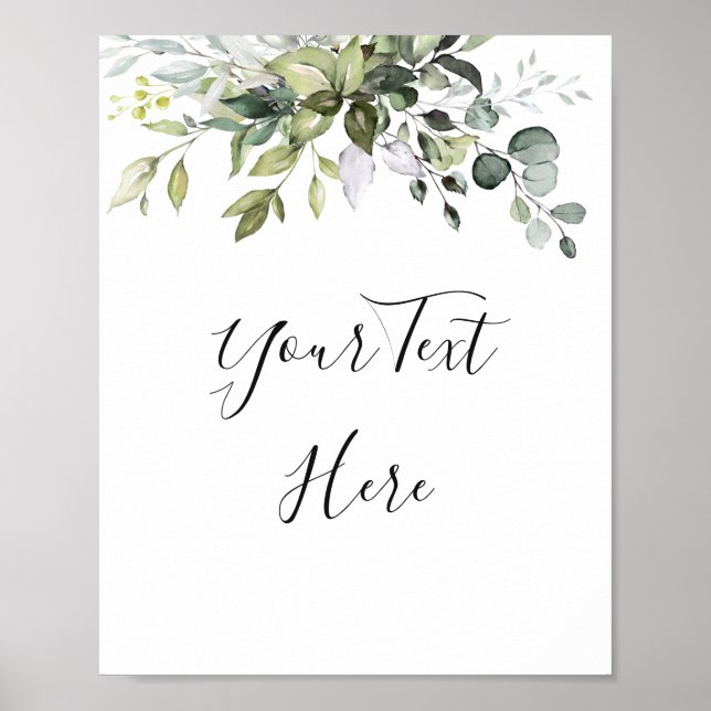 Watercolor Eucalyptus Greenery Sign Poster (Front)