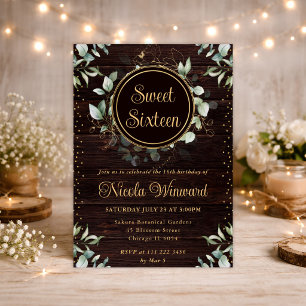 Watercolor Eucalyptus Greenery Sweet 16 Invitation
